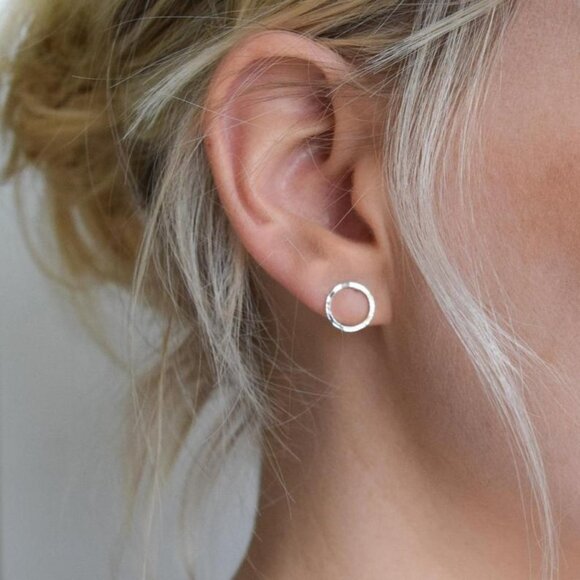 Anthropologie Jewelry - "Circle of Life" Minimalist Simple Stud Earrings